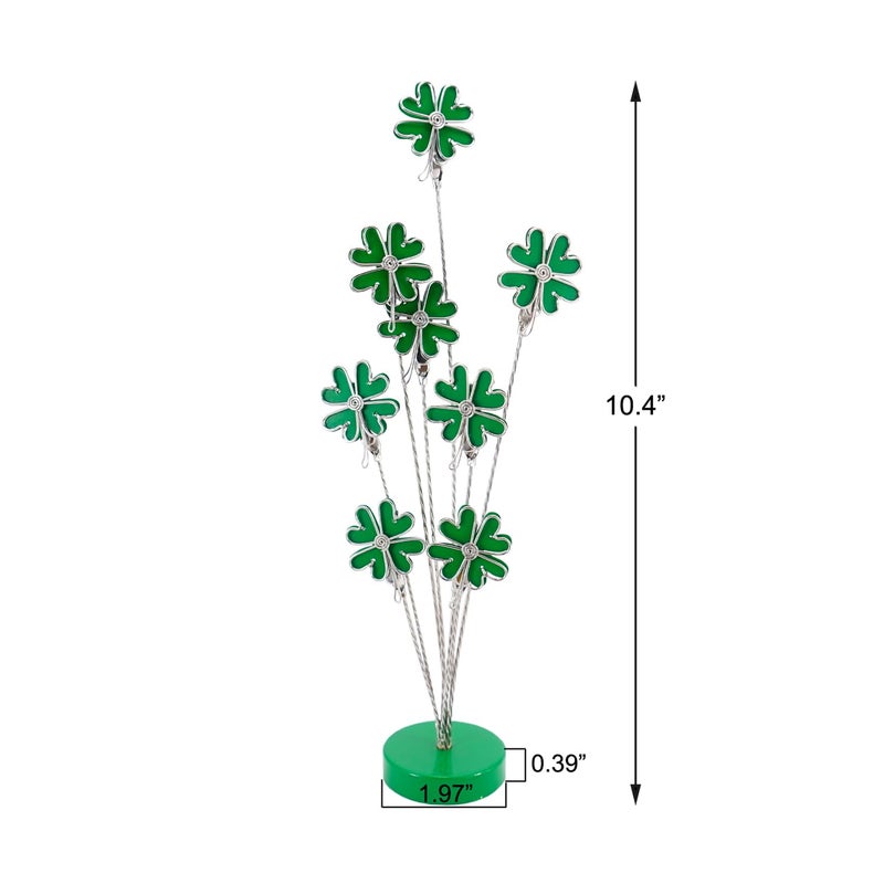 TFu 8-Branch Family Tree Picture Frame Holder, Card Photo Clips Holder Desk Stand for Memo Paper Note Photo Christmas Wedding Card Display (Green Clover) - Image 3